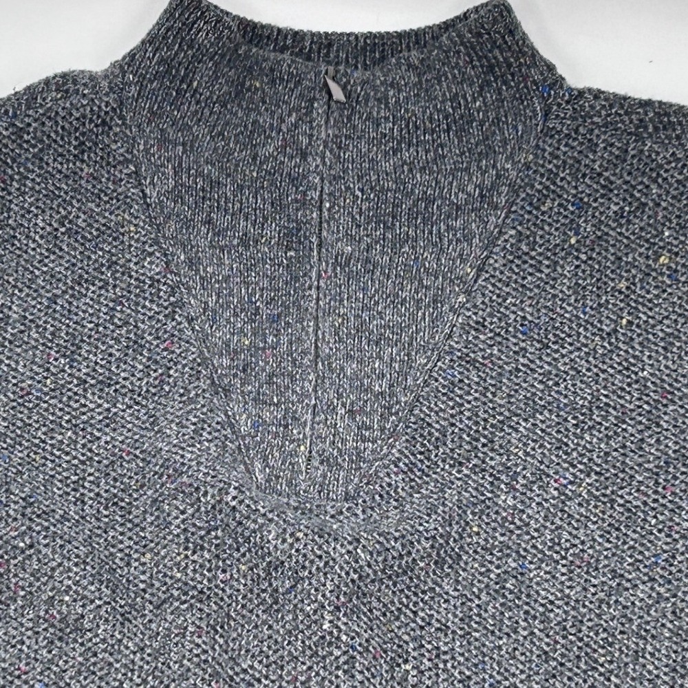 Lands' End Womens Gray Donegal Quarter Zip Cotton Blend Tunic Sweater Large - Picture 3 of 11